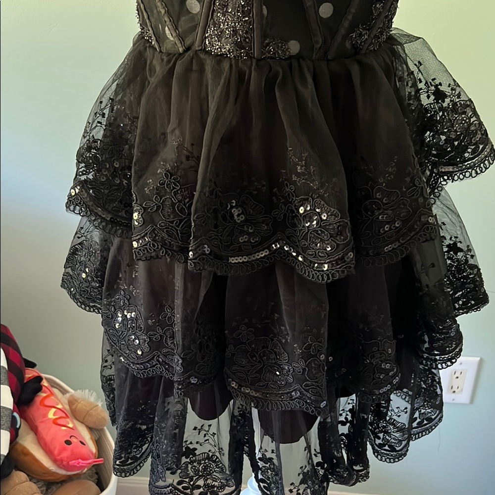 NWT LULUS Elegant Black see through mesh top dress - Picture 4 of 8